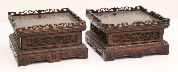 Pair Chinese Rosewood Square Vase Stands