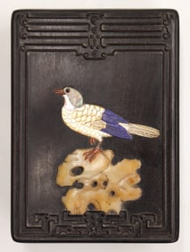 Fine Chinese Inlaid Stone Zitan Box