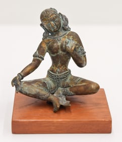 Indian Bronze Seated Parvati on Stand