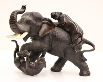 Japanese Seiya Saku Bronze Elephant Okimono