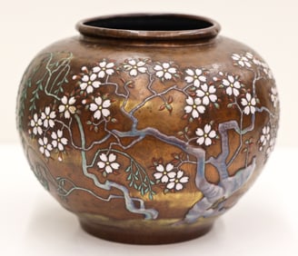 Japanese Ando Jubei Enameled Copper Vessel
