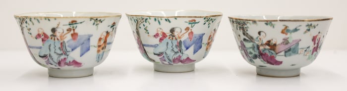 3pc Chinese Tongzhi Qianjiang Tea Bowls