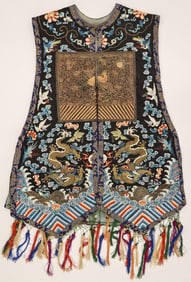 Chinese Xiapei Silk Embroidered Dragon Vest