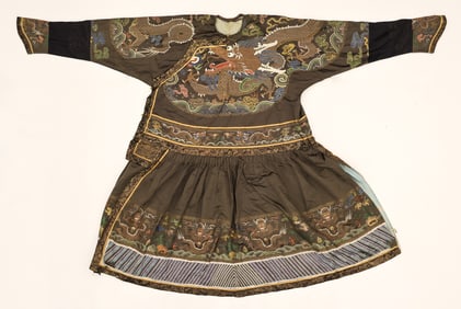 Unusual Chinese Silk Brocade Dragon Robe