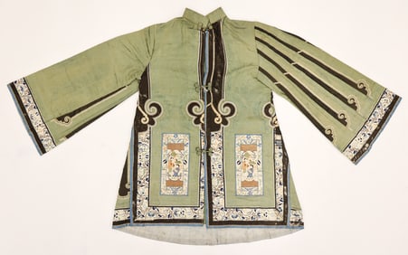Chinese Silk Embroidered Green Robe