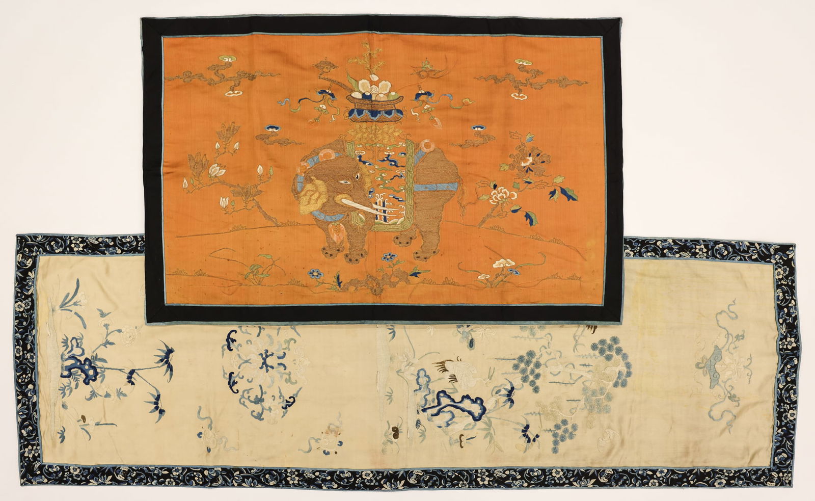 2pc Chinese Silk Embroidered Altar Panels (1 of 3)