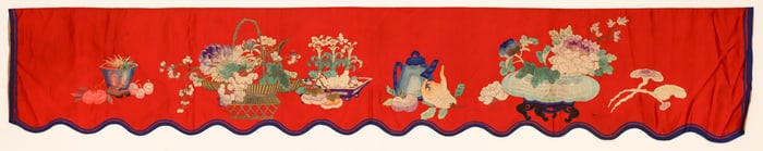 Chinese Silk Embroidered Flower Baskets Banner