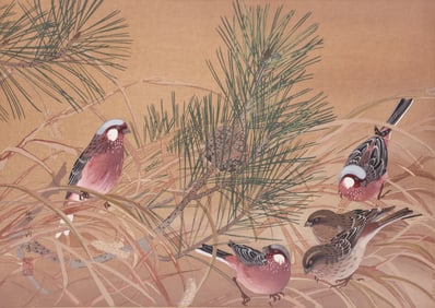 Rakusan Tsuchiya ''Winter 2'' (Birds) Woodblock
