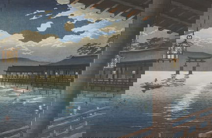 Tsuchiya Koitsu ''Summer Moon at Miyajima'' 1936 Woodblock