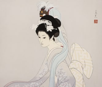 Shimura Tatsumi ''Kagami-Jishi'' Woodblock Print