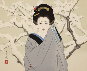 Shimura Tatsumi ''Snow'' 1980 Woodblock Print