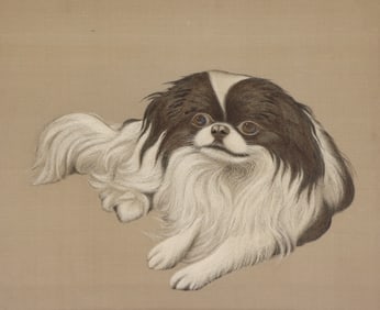 Chinese Silk Embroidered Pekingese Dog Panel