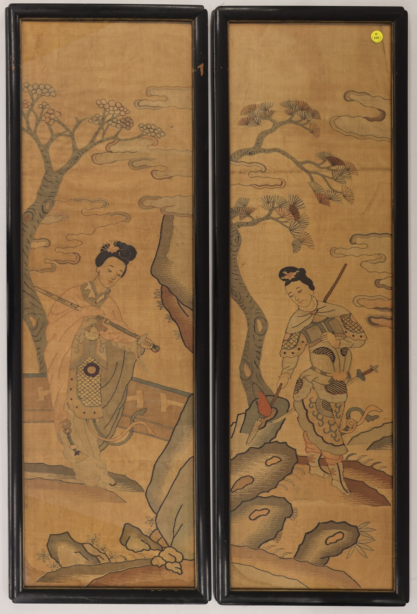 Pair Chinese Kesi Silk Panels Framed (1 of 2)