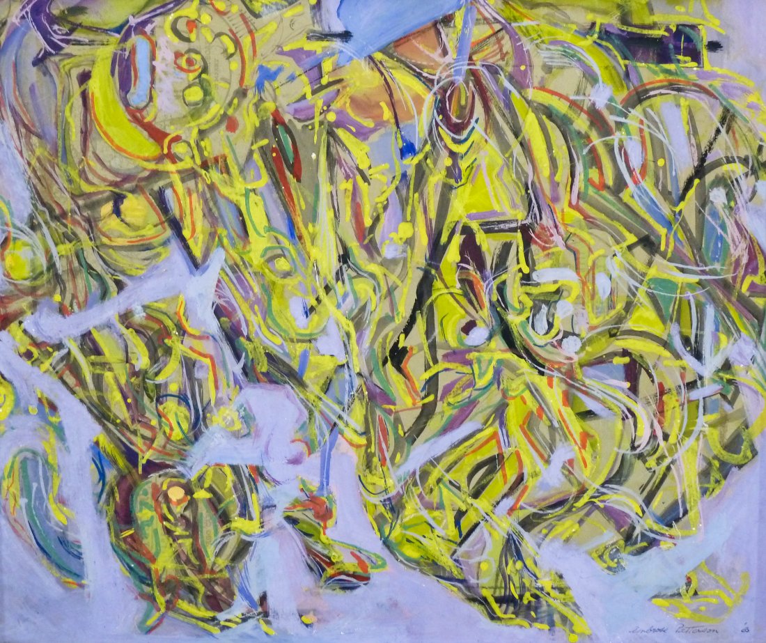 Ambrose McCarthy Patterson (1877-1967 WA/CA) ''The: Ambrose McCarthy Patterson (1877-1967 WA/CA) ''The Festival'' Abstract 1963 Tempera/Board 23.5''x28.5''. Original title label on verso.
