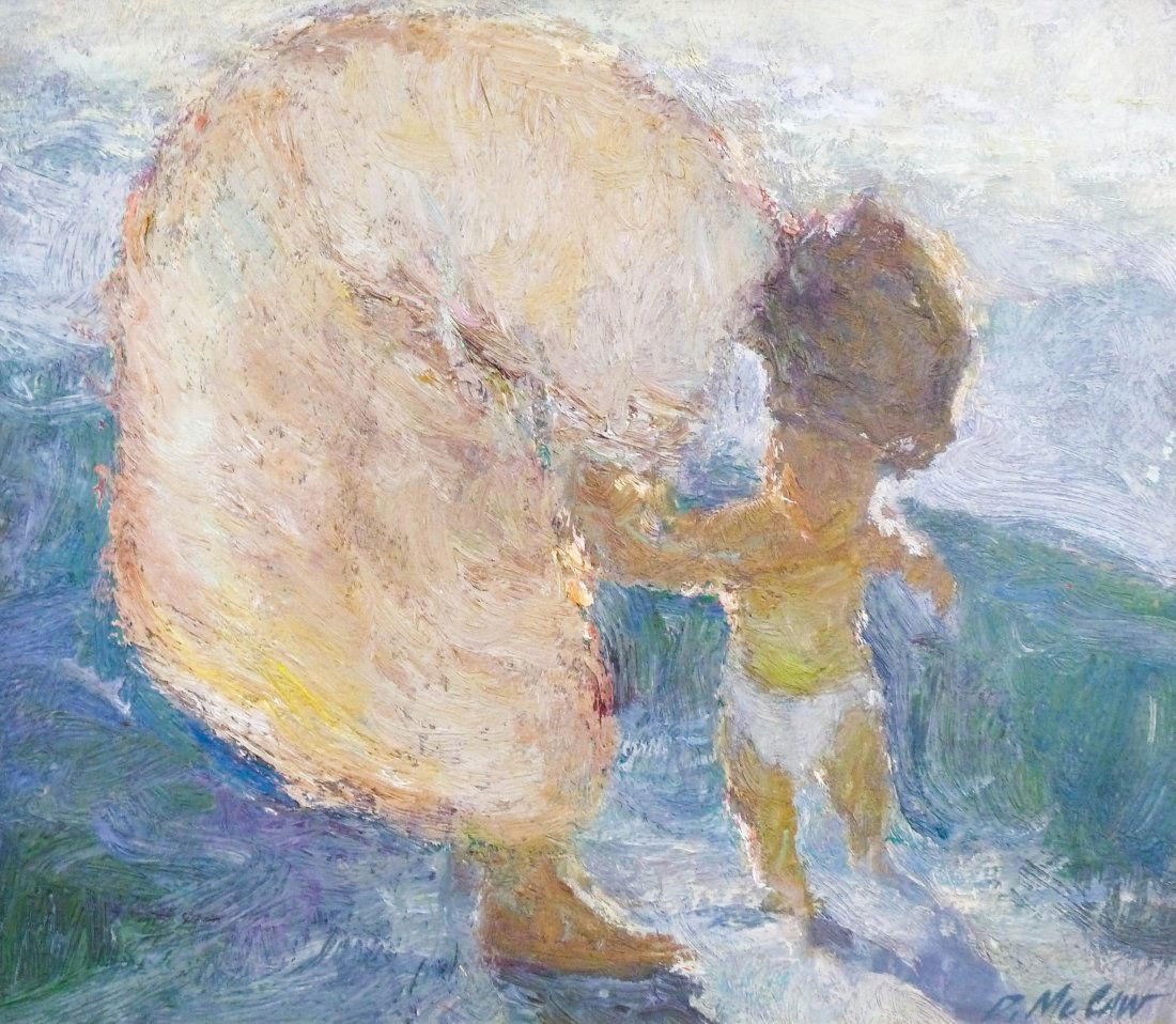 Dan McCaw (b.1942 CA) Untitled Mother & Child Oil/: Dan McCaw (b.1942 CA) Untitled Mother & Child Oil/Canvas 14''x16''.