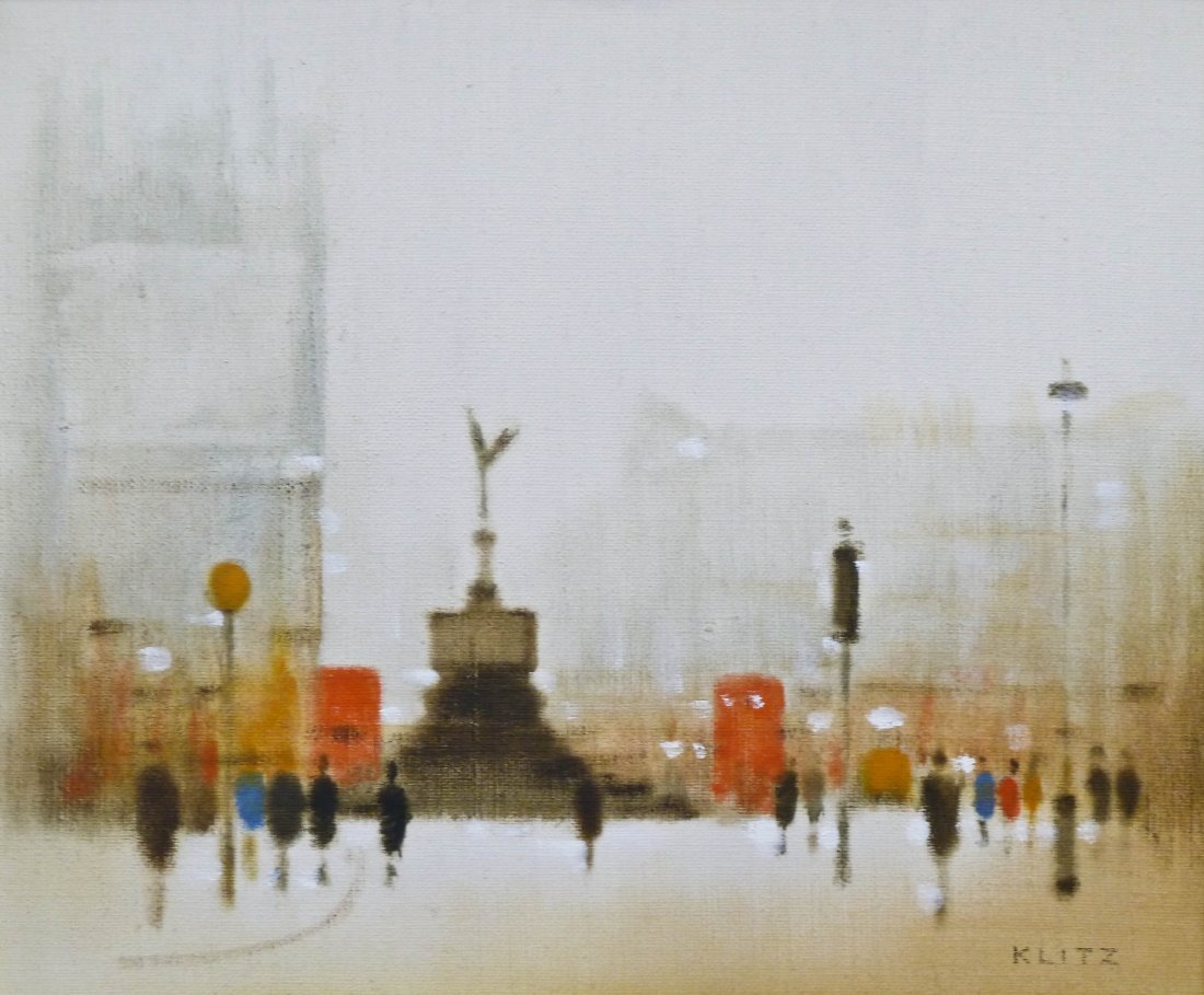 Anthony Robert (Tony) Klitz (1917-2000 Ireland/UK/: Anthony Robert (Tony) Klitz (1917-2000 Ireland/UK/England) Untitled Street Scene 1974 Oil/Canvas 20''x24''.