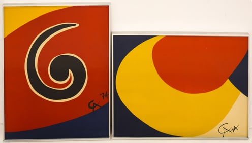 2pc Alexander Calder Flying Colors Lithographs