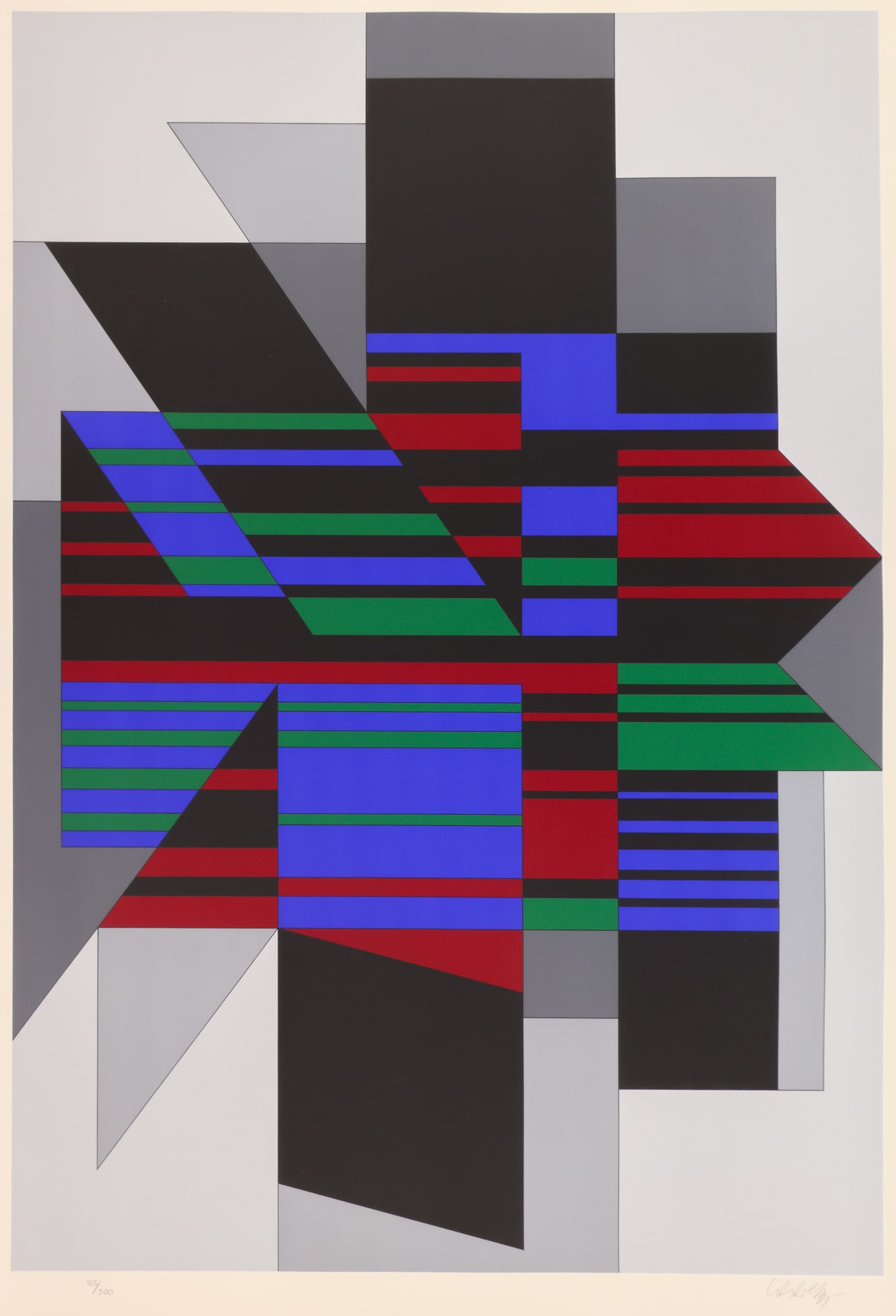 Victor Vasarely ''Attika'' 1990 Serigraph: Victor Vasarely (1906-1997 Hungarian) ''Attika'' 1990 Serigraph 35.5''x24.5'' Image. Pencil signed and numbered 165 of 300 edition lower margin. Gallery framed 48.5''x37.5''. Excellent condition with