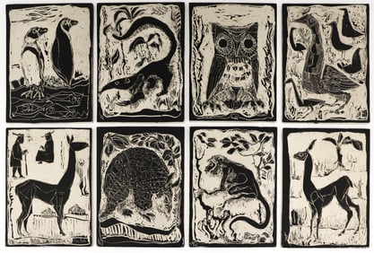 Leopold Richter ''Set of Eight Animal Plaques'' Porcelain