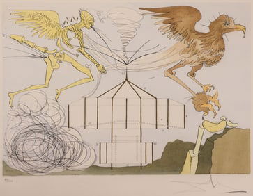 Salvador Dali ''Airplane'' 1975 Color Engraving
