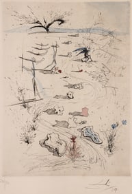 Salvador Dali ''The Trenches'' 1967 Color Engraving