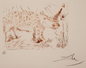 Salvador Dali ''Rhinoceros'' 1968 Engraving