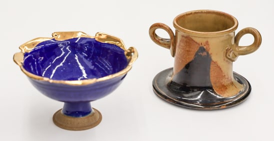 2pc Mutsuo Yanagihara Funk Pottery Vessels