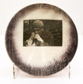 Charles Parriott Decal Bowl Slumped Glass