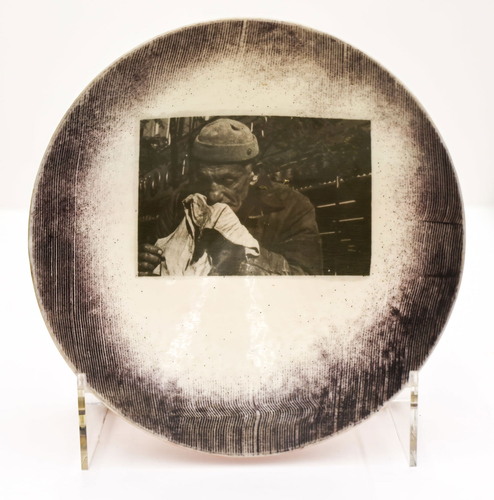 Charles Parriott Decal Bowl Slumped Glass (1 of 2)