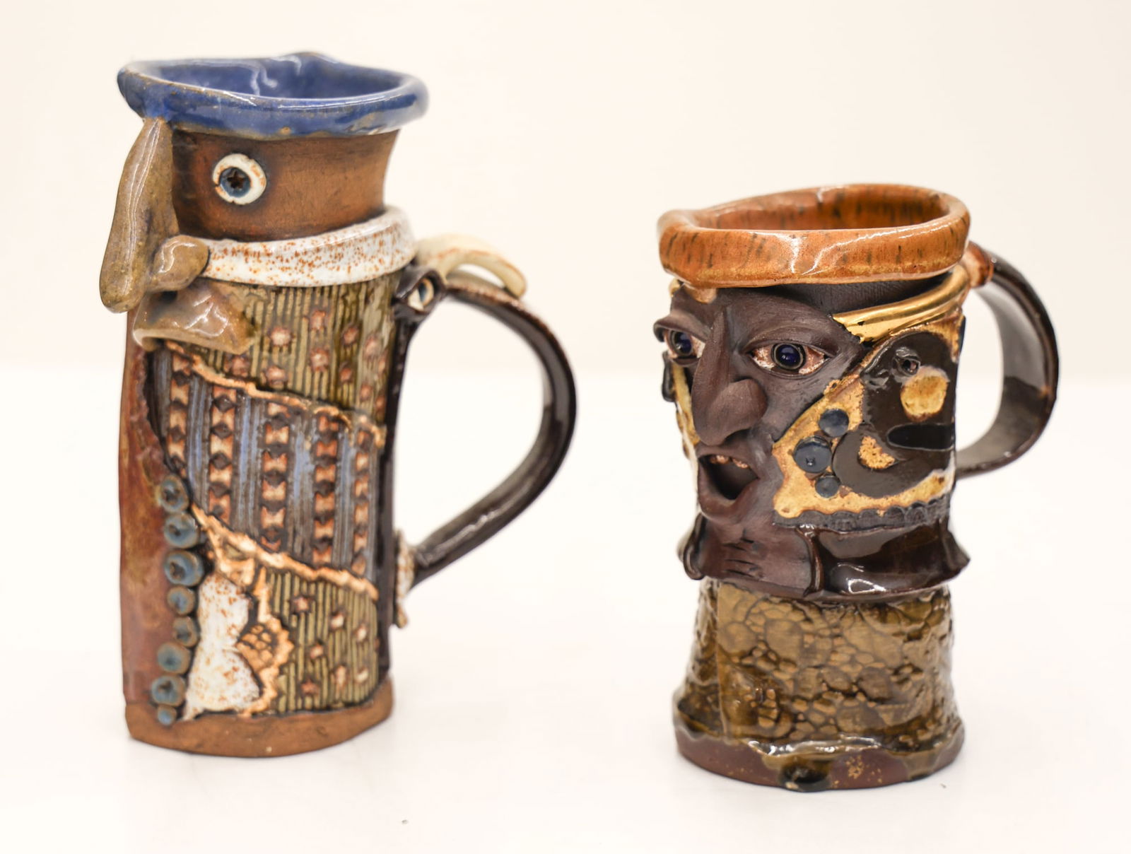 2pc Ben Sams Sculptural Mugs Ceramic (1 of 2)