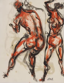 Kenneth Callahan ''Two Red Figures'' Tempera