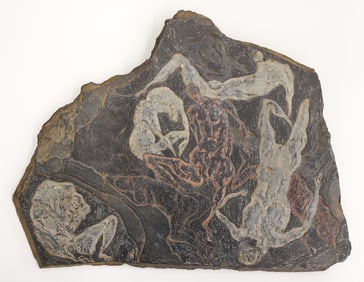 Kenneth Callahan ''Untitled'' (Figures) 1960 Carved Slate