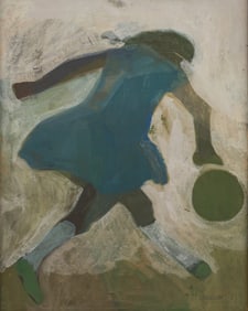 William Cumming ''Girl Playing Ball'' 1969 Tempera