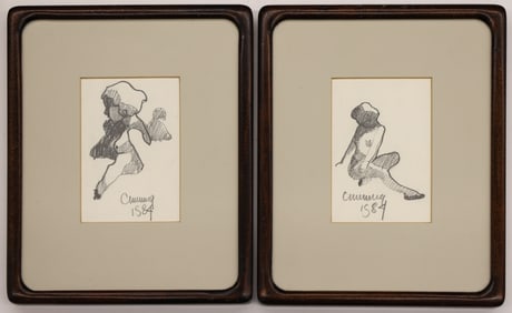 2pc William Cumming ''Nude Drawings'' 1984 Graphite