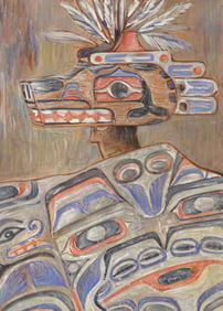 Helmi Juvonen ''Wolf Mask Dancer'' Tempera