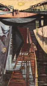 Virginia Banks ''Log Raft in the Canal'' 1950 Oil