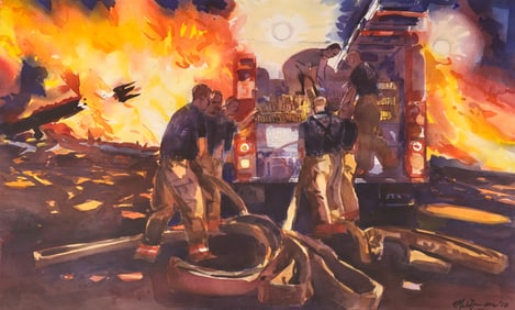 Henk Pander ''Fire Fighting'' 2010 Watercolor