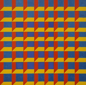 Wendell Brazeau ''Blue, Yellow, Red Squares'' Acrylic