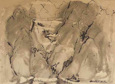 Kenneth Callahan ''Mountain Range'' Sumi Ink