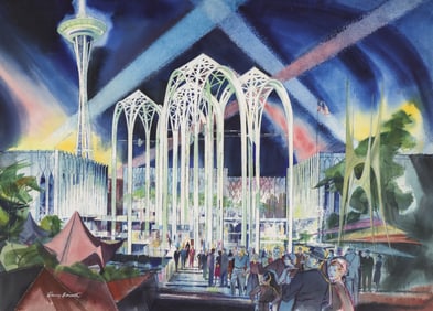 Harry Bonath ''The Science Pavilion'' Watercolor