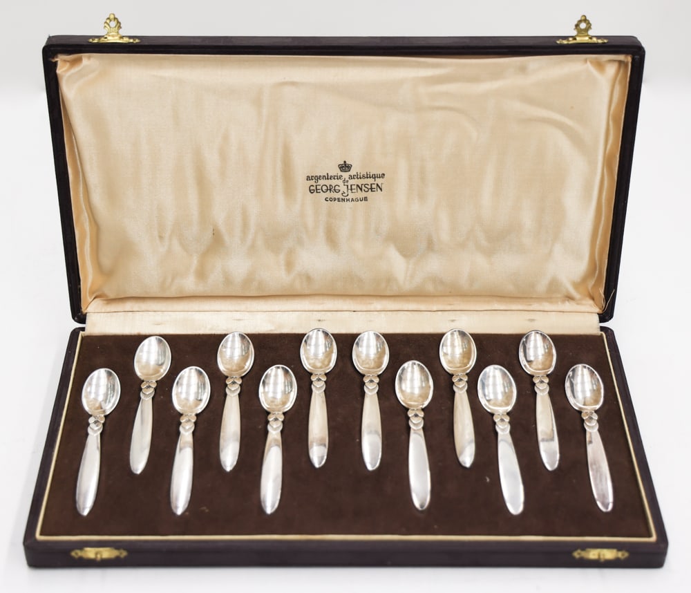 Set of 12 Georg Jensen Cactus Sterling Demi Spoons (1 of 2)