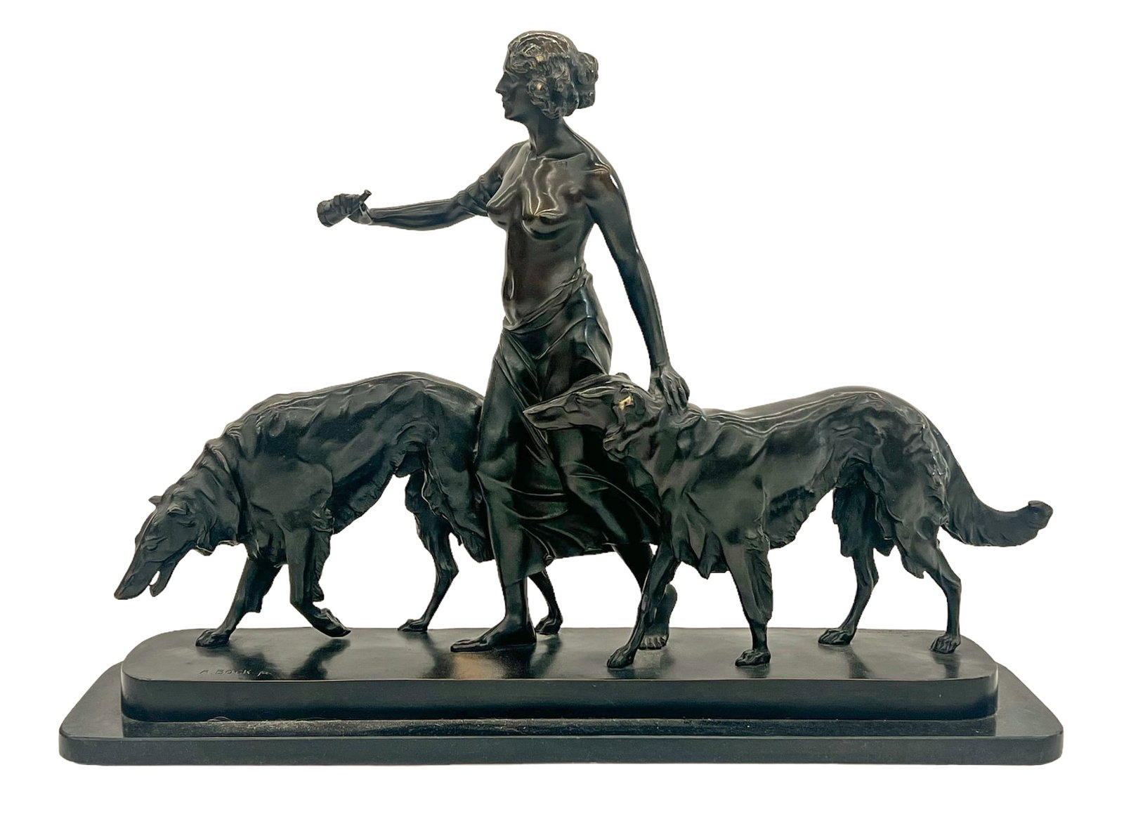 Arthur Bock ''Diana with Greyhounds'' Bronze Sculpture (1 of 4)