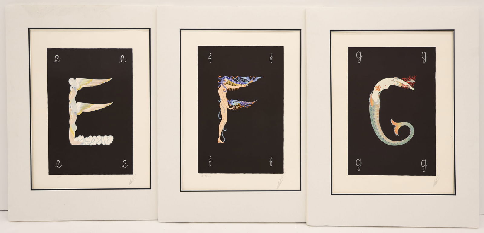3pc Erte ''Alphabet Suite'' 1977 Color Lithographs (1 of 2)