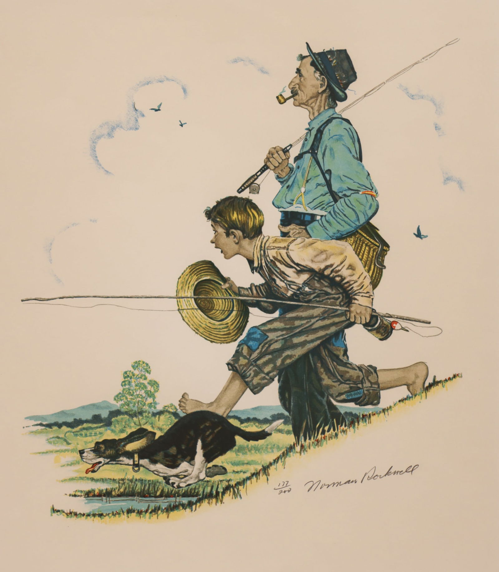 Norman Rockwell ''Grandpa and Me'' (Spring) Lithograph (1 of 2)