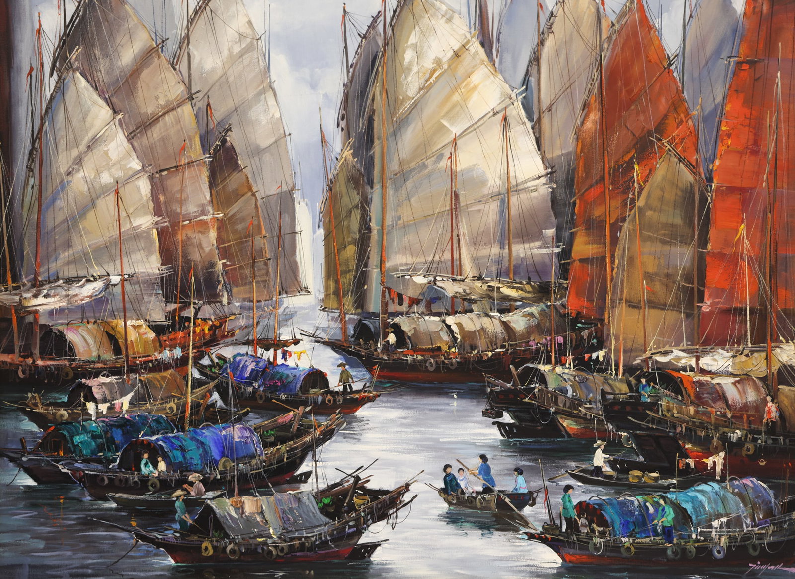 Tinyan Chan ''Traffic Jam'' Large Oil (1 of 2)
