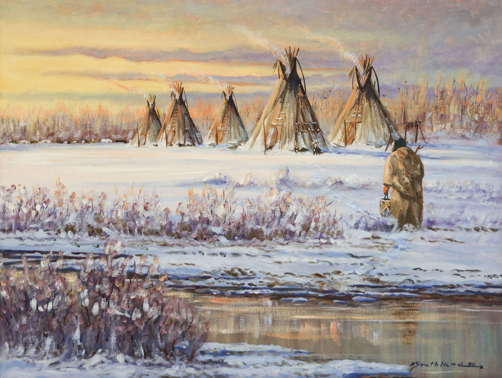 Bob Southland ''Prairie Winter'' 1980 Oil (1 of 2)