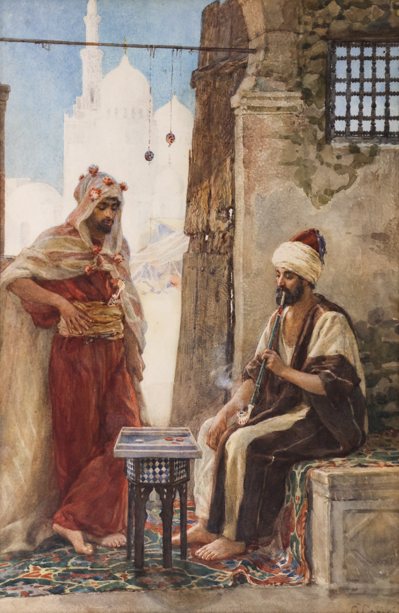Giuseppe Carosi ''Orientalist Scene'' Watercolor (1 of 2)