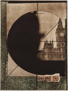 Joseph Cornell ''Untitled '' (Derby Hat) 1972: Joseph Cornell (1903-1972 New York) ''Untitled '' (Derby Hat) 1972 Color Photogravure 13.25''x10.25'' Impression. Estate stamped and numbered 49 of 125 edition lower margin. Published by Brooke Alexan