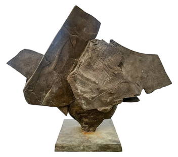 Paul Soldner ''Untitled'' (Vessel) Bronze Sculpture: Paul Soldner (1921-2011 American) ''Untitled'' (Vessel) Bronze Sculpture 26''x32''x13''. Exceptional and scarce bronze molded from one of his raku forms. Impressed mark on side. It comes on a granite