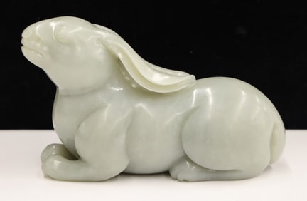 Chinese Jade Large Rabbit Carving